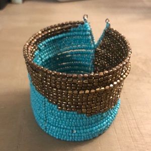 Tribal beaded cuff bracelet